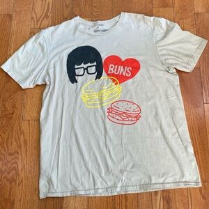 Bob's Burgers Graphic T-Shirt ‘BUNS’ Tee Size Large Short Sleeve Cotton